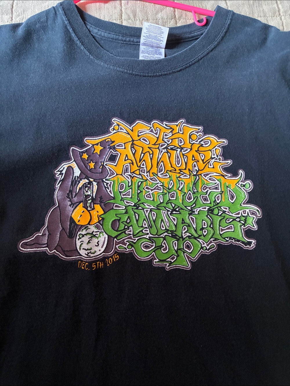 Gildan Black Short Sleeve Tee with Yellow & Green Graffiti Graphic